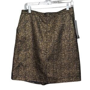 Tucker Metallic Gold and Black Mini Skirt Pencil Skirt SZ 13 NWT Office Core